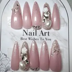 現品【ワンホンネイル】ネイルチップ ロング 韓国 量産型 ちゅるん スナ系