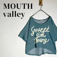 MOUTHvalley　ドットTシャツ　半袖　ロゴプリント　グリーン系　サイズMのサムネイル