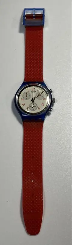 Swatch クロノグラフ 腕時計 青/赤