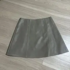 ベージュ レザー ミニスカート M
