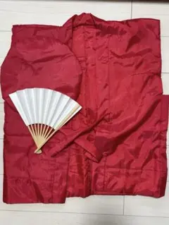 【還暦祝】赤色ちゃんちゃんこ＋大黒頭中＋白 扇子セット