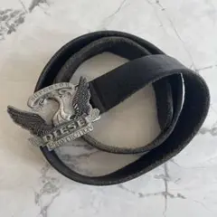 DIESEL レザー ベルト スチールバックル