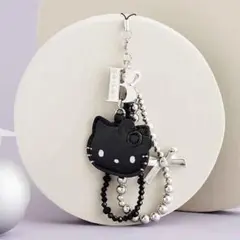HELLO KITTY × BRILMY ミラー付きビーズストラップ BLACK