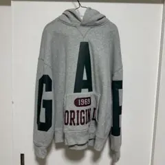 OLD GAP ギャップ Y2K ビッグロゴ フード付きパーカー グレー M
