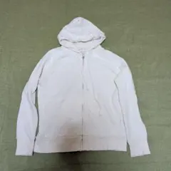 アイボリー フルジップパーカー フード付き　無印良品