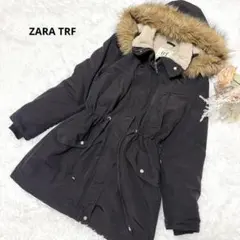 ZARA TRF モッズコート ファー付き 裏ボア くびれデザイン ブラック
