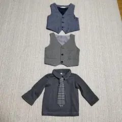 スーツベスト2枚と綿シャツネクタイ付き