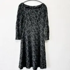 ジョルジュレッシュ【L】花柄ワンピース 長袖 総柄 指定外繊維 グレー系 デートのサムネイル