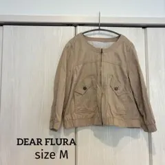 美品◆DEAR FLURA ノーカラー ブルゾン M ベージュ 綿100%のサムネイル