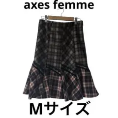 axes femme アクシーズ　ファム　スカート　チェック柄　ウール