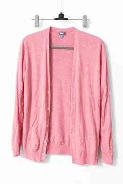ピンク カーディガン 長袖 前面ボタン付き ユニクロ ＸＬ