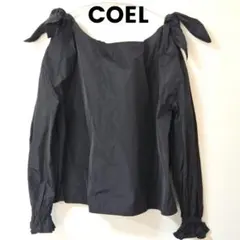 【COEL】美品　コエル　ヨンア　ブラック 長袖ブラウス リボン　肩あきブラウスのサムネイル