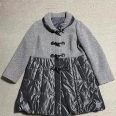 グレーの異素材切り替えジャケットコート