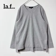 la.f...ラエフ 2WAYストレッチプルオーバー【2S/M】グレー　Vネック