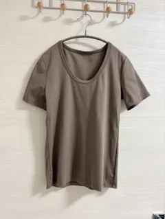 ánuans シルクタッチコットンUネックTシャツ ベージュ Sのサムネイル
