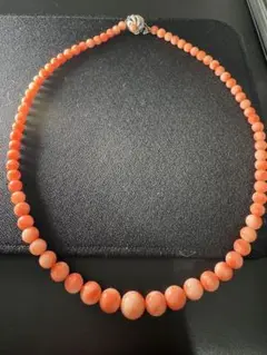 天然サンゴ ネックレス シルバー留め具 赤珊瑚風 ヴィンテージ