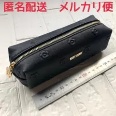 MARY QUANT シンプルエンボスデイジースクエアペンケース ブラック
