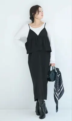 cocaコカ　ペプラムキャミソールワンピース 黒M