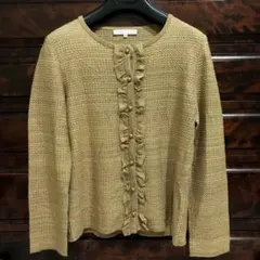 ハナエモリ　アルマアンローズ　カーディガン　ラメ　ベージュ