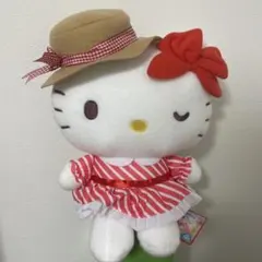 ハローキティ ぬいぐるみ 赤白ストライプ