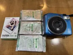instax mini 70 青 フィルム付き チェキ