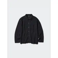 美品 ユニクロ ミラノリブシャツカーディガン Ｌ　ブラック