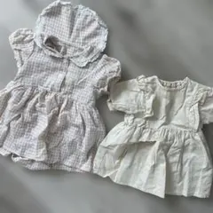 ベビー服 2点セット チェック柄 フリル付き