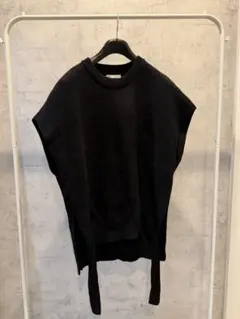 ZARA ザラ サイドオープン ニットベスト サイドリボン ブラック S-M