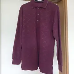 シニア メンズ 長袖ポロシャツ XL 裏起毛 ワインレッド