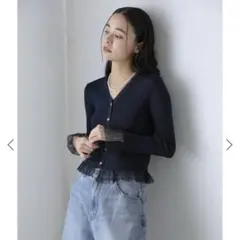 【美品】La Totalite レース編みプルオーバー ネイビー ベイクルーズのサムネイル