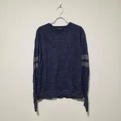 バナナリパブリック 長袖ニット ネイビー 袖ライン 長袖トップス 【M相当】のサムネイル