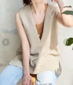 美品✨ スピックアンドスパン　リネンツイードベスト　ベージュ　2023SS