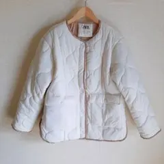 ZARA キルティングジャケット ホワイト　ベージュ　164cm