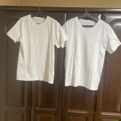 GU ジーユー　ホワイト Tシャツ Vネック クルーネック　２枚セット Lサイズ