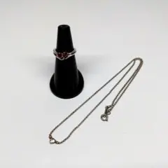 4℃ ガーネットシルバーリングとアクアマリンK10・シルバーネックレス ２点で!