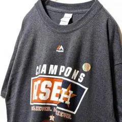 ギルダンMLBヒューストンアストロズ ロゴ Tシャツ グレー灰色 L 古着