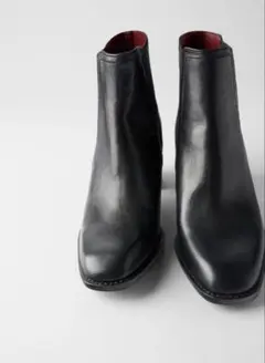 ZARA ザラ　ストレッチ入りレザーヒールアンクルブーツ　36 23.5 即完売