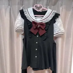 Secret Honey レースセーラー襟半袖セットアップ