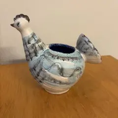 陶器製 鳥型 置物 オブジェ ブルー系　スウェーデン　北欧雑貨　花瓶