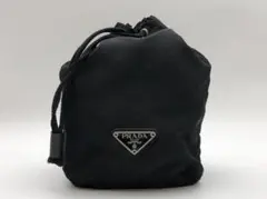 極美品✨PRADA 巾着 ポーチ ブラック レザー テスートナイロン 三角