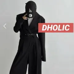 DHOLIC ベルト付クロップドジャケット&ツータックワイドスラックスSET