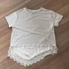 BAYFLOW レース切り替え 半袖Tシャツ ベージュ Fのサムネイル