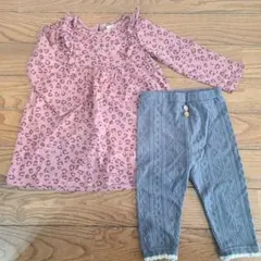 美品【エイチアンドエムなど】長袖トップスとレギンスセット 90cm