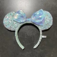 ミニーマウス スパンコール カチューシャ 水色