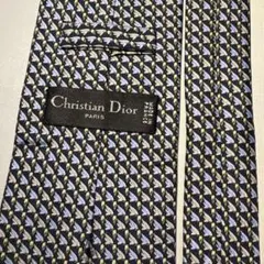 【休日特価】Dior ディオール ネクタイ 総柄 ネイビー系 シルク100%