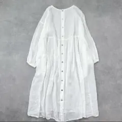 【美品✨】ピュアルセシン 2way ワンピース ロング 麻 リネン 100% 白のサムネイル