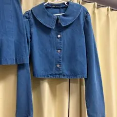 ZARA デニムブルー クロップドジャケットとフレアスカート