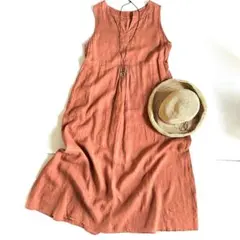 美品 ビューティーアンドユース フレンチリネン100% マキシ ワンピース