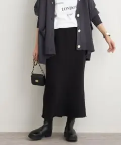 FRAMeWORK 裏毛セミフレアスカート 黒 36