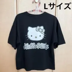 ハローキティ　キティちゃん　半袖　Tシャツ　ギャル　ゼブラ柄　Lサイズ　黒のサムネイル